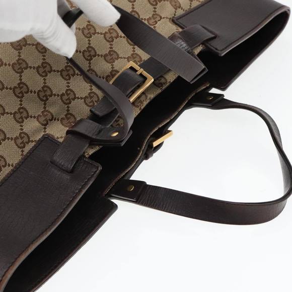GUCCI GG Canvas Tote Bag Beige Brown Gold 106251 Auth 93839 - Picture 6 of 16